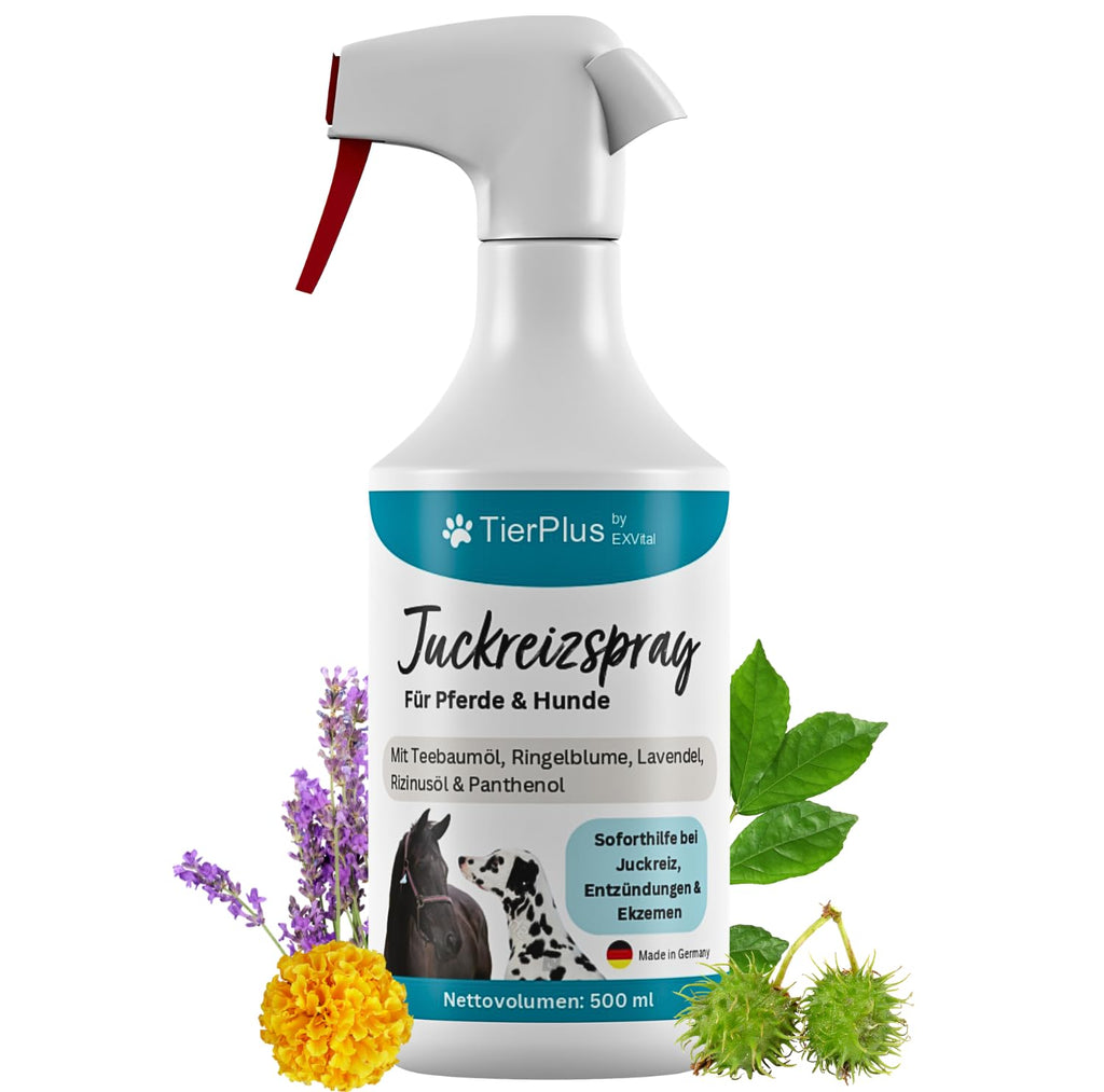 TierPlus itch spray for horses & dogs, 500 ml spray bottle, against itching, inflammation & eczema, immediate help for allergies & dry skin, clever care formula