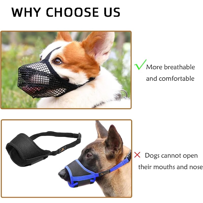 Dog Muzzle Black Mesh Dog Muzzle Adjustable Poison Bait Protection for Dogs Eating Protection Dog Muzzle Against Barking Mouth Loop Dog Anti-Biting and Anti-Licking All-Inclusive Muzzle (Size L) - BeesActive Australia