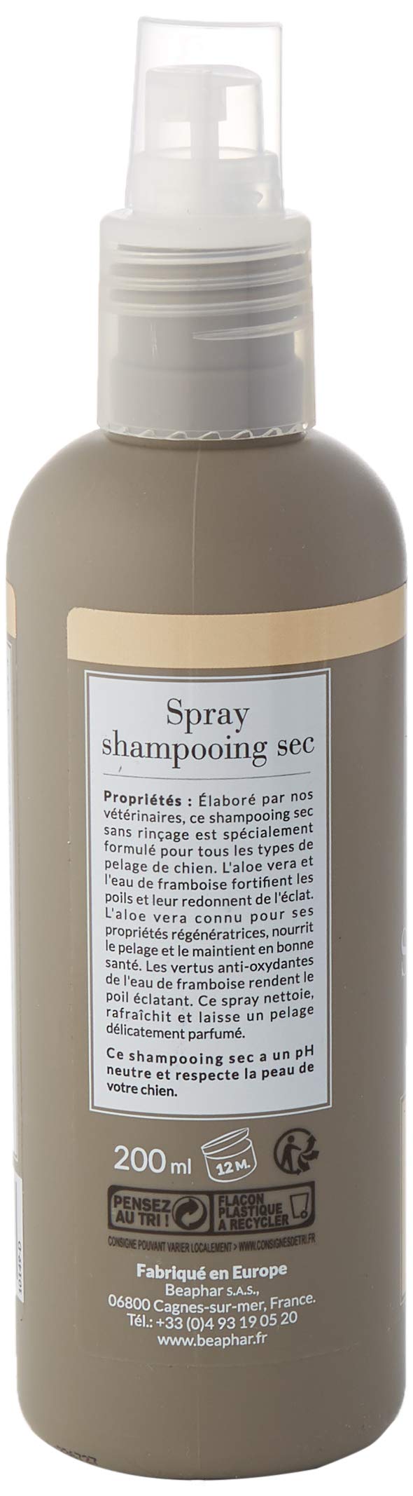 BEAPHAR Ultra-soft dog shampoo dry shampoo - natural aloe vera extracts and raspberry water - strengthens and gives the hair shine - ready to use, no rinsing - 200 ml dry - BeesActive Australia