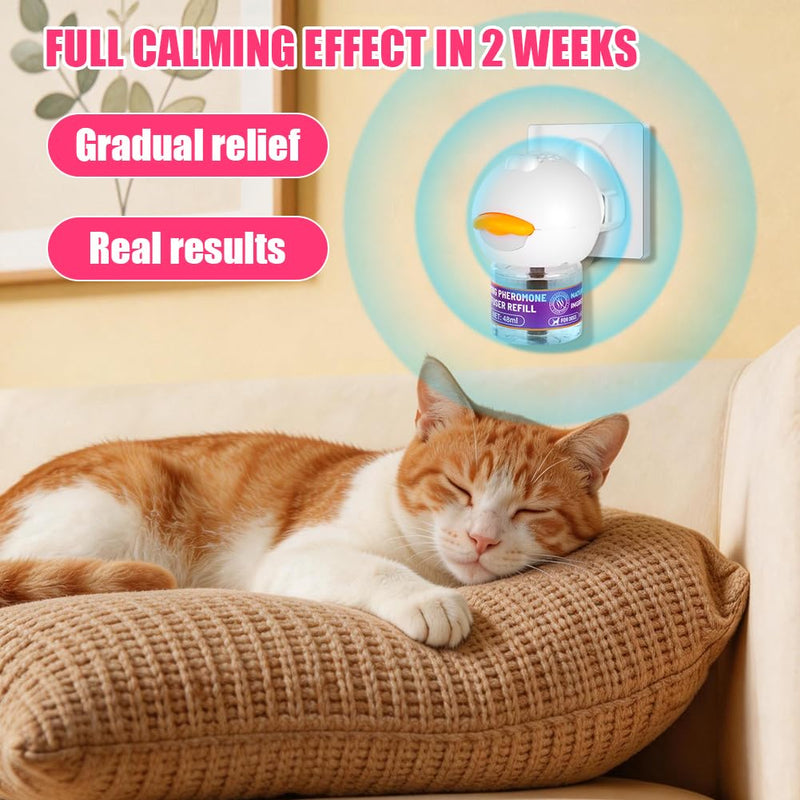 OSDUE Cat Calming Plug In Refiils, 3 Pack Pheromone Diffuser Refiils for Cats Relaxation, Anxiety Relief & Stress Relief, Calming Diffuser Refiil Kit for Cat, 90 Days 3 Refill