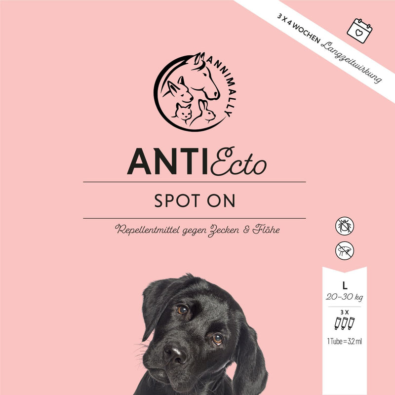 Annimally Flea and Tick Protection Spot ON for Dogs - Effective Tick Treatment for Dogs, 3 Months Long-Term Protection Flea Treatment & Tick Protection - (20-30kg) L: 20-30 kg - BeesActive Australia
