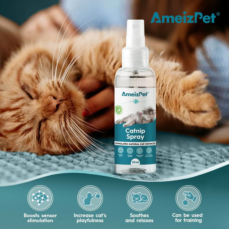 AmeizPet Catnip Spray for Cats, Cat Scratch Spray Mist, Transparent Behavior Spray for Cats and Kittens, 50ml (1.69 Oz) Catnip Spray 50ml - BeesActive Australia