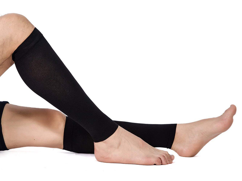 TOFLY® Calf Compression Sleeve for Men & Women, 1 Pair, Footless Compression Socks 20-30mmHg for Leg Support, Shin Splint, Pain Relief, Swelling, Varicose Veins, Maternity, Nursing, Travel, Black L Large (1 Pair) - BeesActive Australia