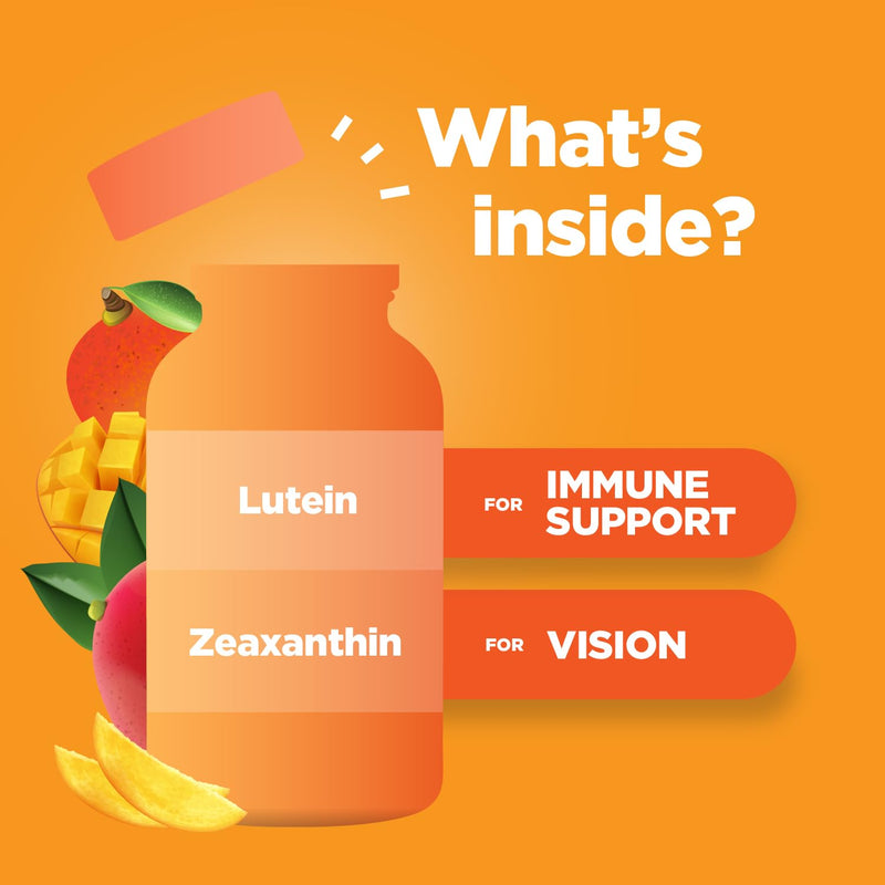 Phytoral Lutein Gummies for Eye Health and Blue Light Protection - 60 Count | Mango eye vitamins for blue light protection, dryness, strain support & visual sharpness