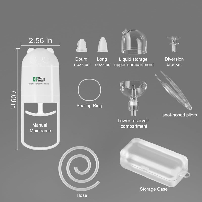Nasal Aspirator for Baby – Manual Push-Pull Control, Quiet Strong Suction, No Battery Needed – Gentle & Hygienic Nose Sucker with Storage Box & Booger Clip - BeesActive Australia