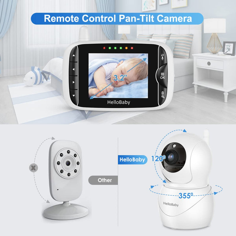 HelloBaby Monitor with Camera and Audio, IPS Screen LCD Display Video Baby Monitor No WiFi Infrared Night Vision, Temprature Screen Lullaby, Two Way Audio and VOX Mode (HB66pro) HB66pro - BeesActive Australia