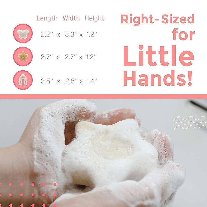 myHomeBody Konjac Baby Sponge for Bathing, Cute Shapes Natural Kids Bath Sponges for Infants, Toddler Bath Time, Natural and Safe Plant-Based Toys, 3pc. Set: Butterfly, Ladybug, Star Ladybug,butterfly,star - BeesActive Australia
