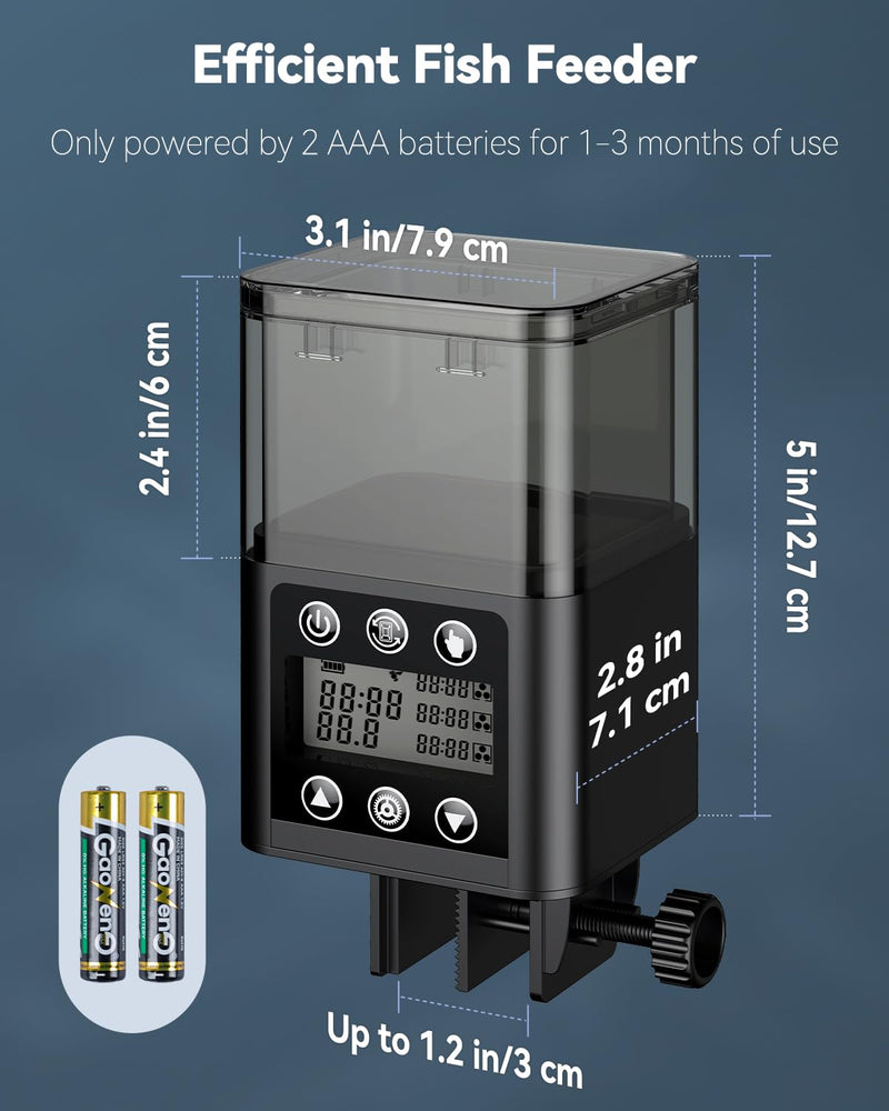 Pawfly Automatic Fish Feeder for Aquarium Auto Vacation Timer Fish Feeder for Fish Tank 320 ml Adjustable Fish Food Dispenser for Powder Pellets and Granules, Battery Operated (Included) - BeesActive Australia