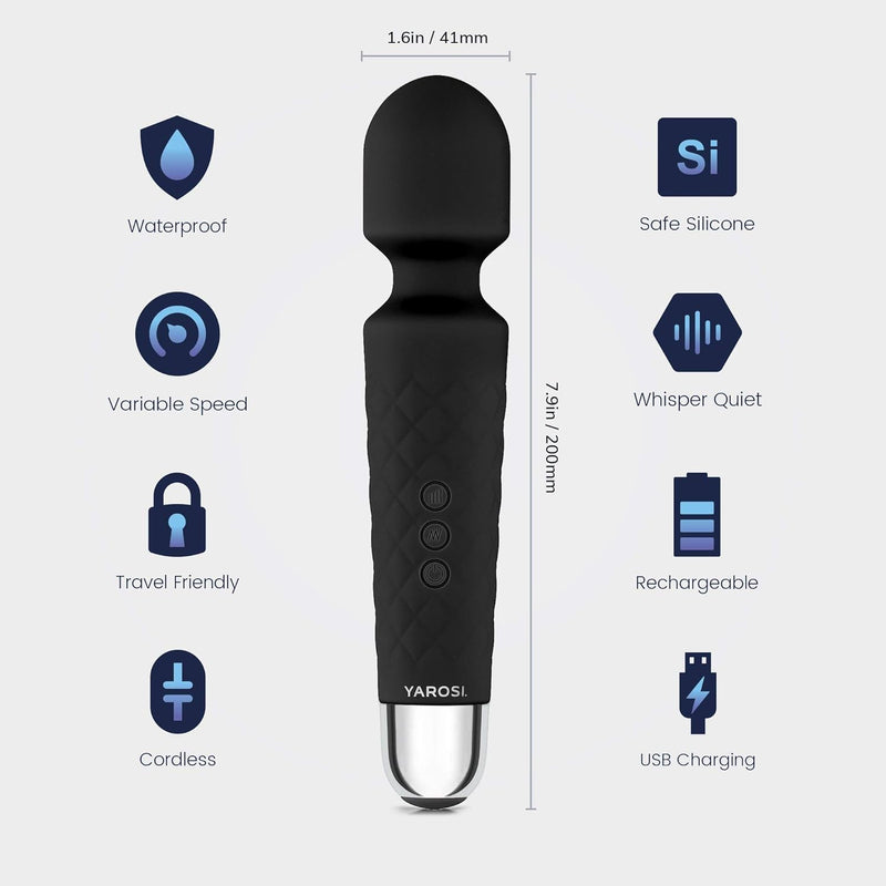 Yarosi Micro Personal Massage Wand Smallest Strongest Handheld Cordless Massager, Strong Powerful Compact Perfect For Travel, Magic Stress Away, All Body Back Legs Hand Pains Sports Recovery