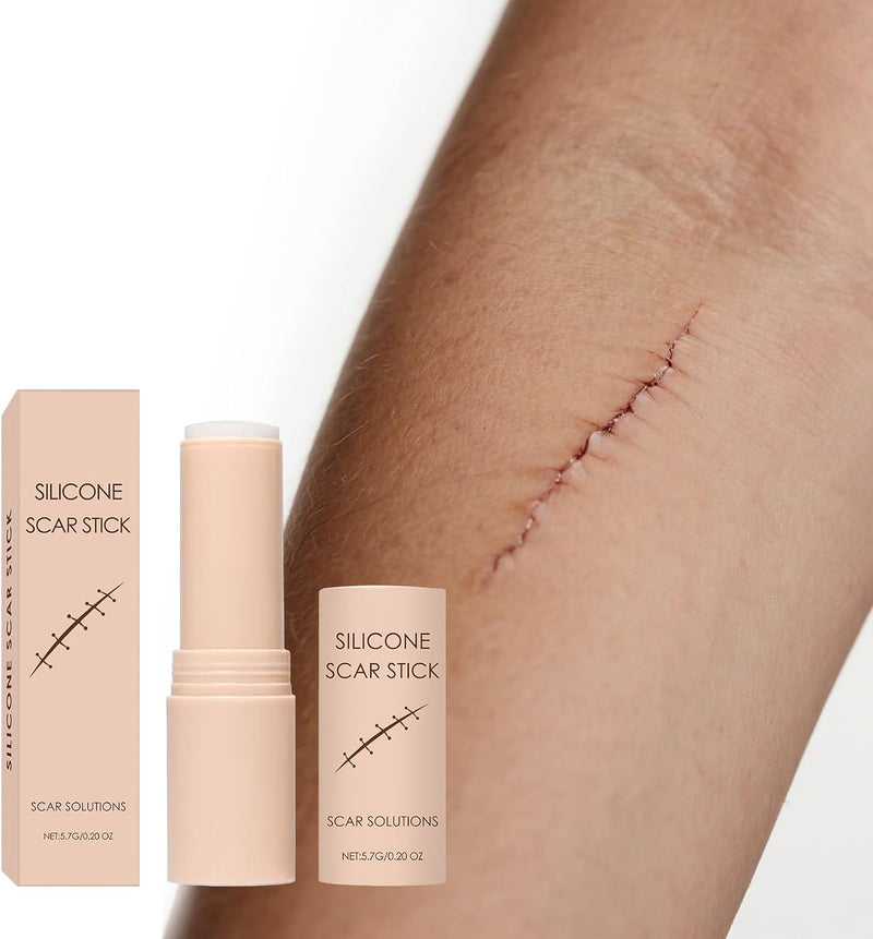 Scar Stick, Scar Solutions Silicone Scar Stick, Thick Solid Velvety Film for Old, Burn Scars, Acne, Stretch Marks, Formula Infused with Asiatica Extracts and Vitamin E for Skin Smoother, Softer