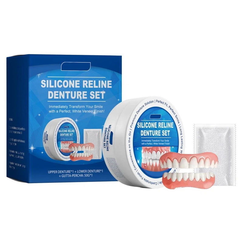 Moldable False Teeth,Dentures for Women and Men Veneers Teeth Silicone Dentures Set for Both Upper and Lower, Temporary Dentures DIY at Home Within Minutes Fix Your Smile