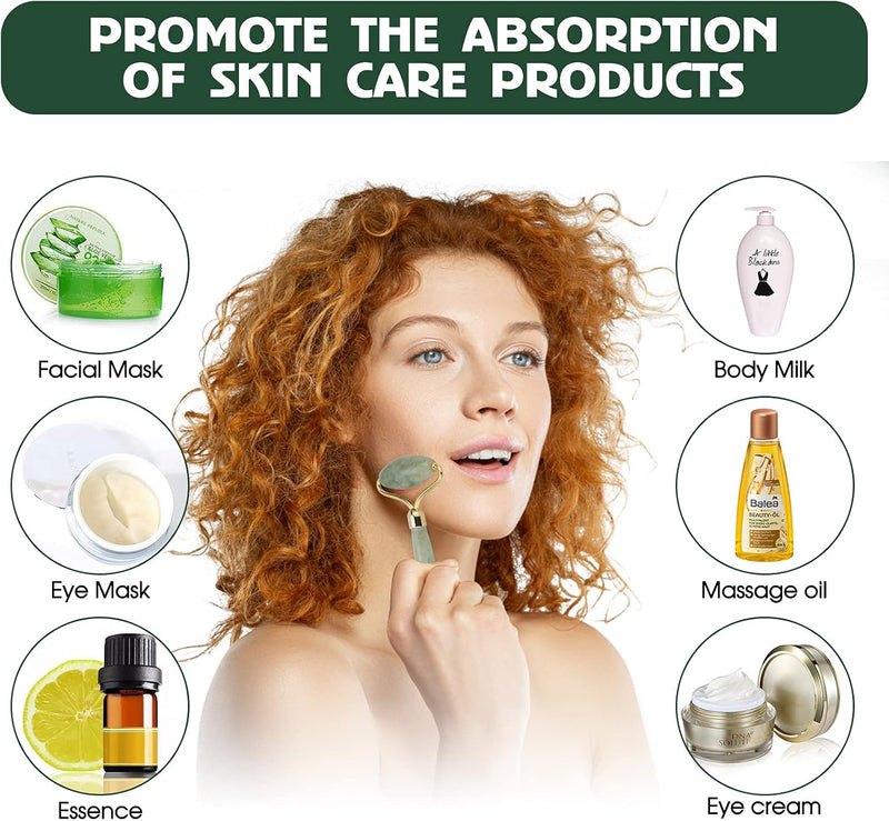 GingerChi Jade Roller for Face - 1 Pc Anti-Aging & Slimming Face Roller for Eyes, Cheeks, Forehead, & Neck, Handmade Skin Care Facial Tool Made from 100% Natural Jade