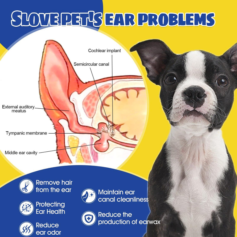 Ear Powder for Dogs Plucking,Dog Ear Infection Treatment with 5.5 Inch Tweezers Curved,Removal Ear Hair Powder,Soothes Itchy Ears & Relieve Scratching ear powder+tweezers