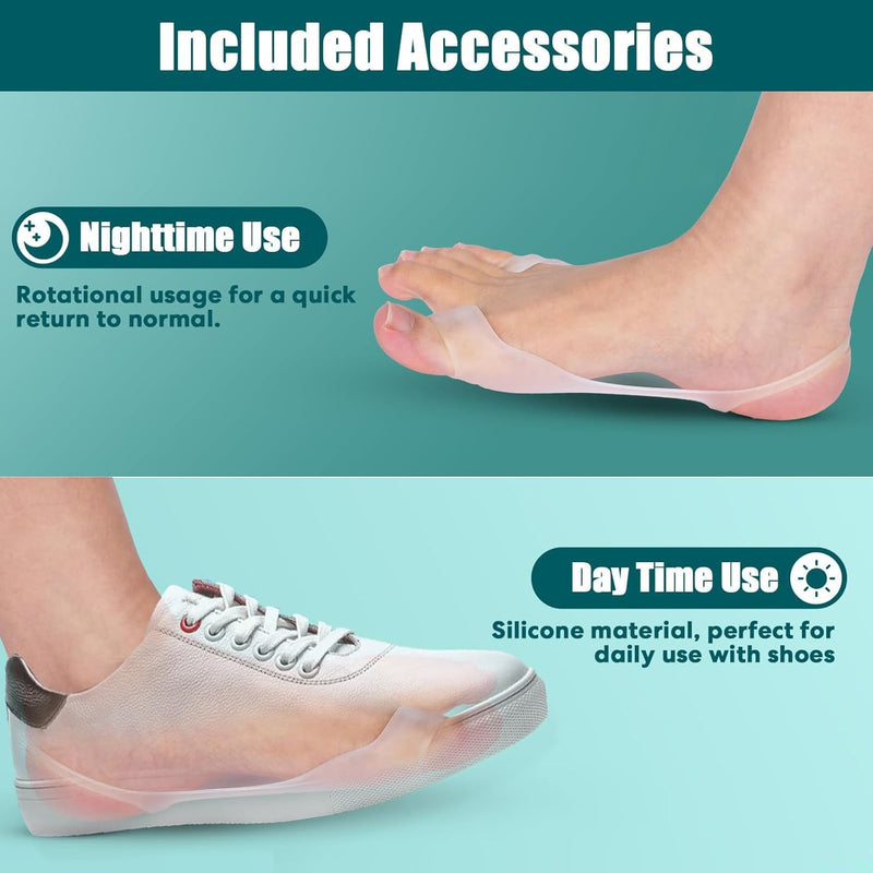 Bunion Corrector for Women & Men - Bunion Fix for Hallux Valgus Pain Relief with Non-Slip Big Toe Separator, Adjustable Big Toe Straighter, Bunion Splints Fits Left & Right Feet (White 1Pcs) White 1