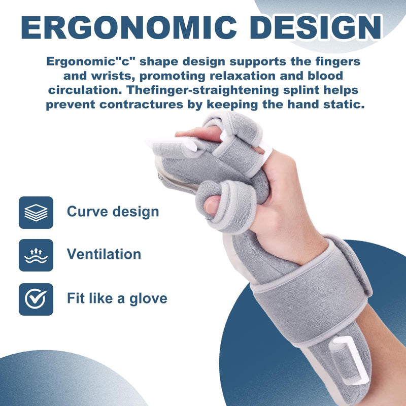 Resting Hand Splint Stroke Hand Brace with Finger Separators, Night Immobilizer Wrist Finger Brace with Sling for Carpal Tunnel & Stroke Recovery (S-Right) S-Right