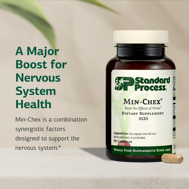 Standard Process Min-Chex - Supplement for Nervous System Support - Supports Healthy Gland Functions to Aid a Healthy Stress Response - Non-Dairy - 90 Capsules (90 Servings) 90 Count (Pack of 1)