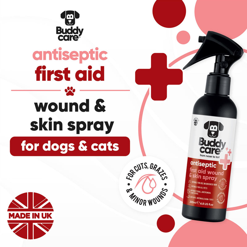 Buddycare Pet Antiseptic Spray (200ml) Dog Antiseptic Spray & Cat Antiseptic Spray Effective Dog Wound Spray, Suitable for All Pets, Pet Wound Care Solution 200ml (Pack of 1)
