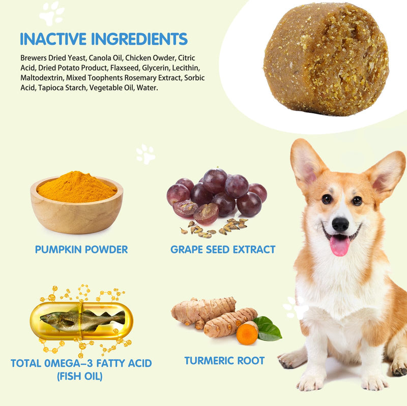 Dog Allergy Relief Chews (120 Count), Dog Allergy Chews, Itch Relief for Dogs, Omega 3 Fish Oil + Pumpkin Enzymes + DHA for Dogs, Anti Hot Spots + Seasonal Allergies, Skin & Coat Immune Health W-Dog Allergy 110 chews - PawsPlanet Australia