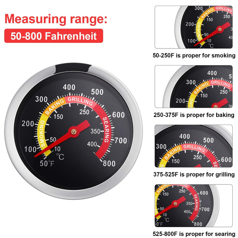 Frienda 3 Packs Charcoal Grill Temperature Gauge Thermometer Gauge Wood Barbecue Charcoal Grill Thermometer Heat Indicator for Lamb Beef Meat Cooking, 2-3/8 Inch Dial and 2-7/8 Inch Stem 1