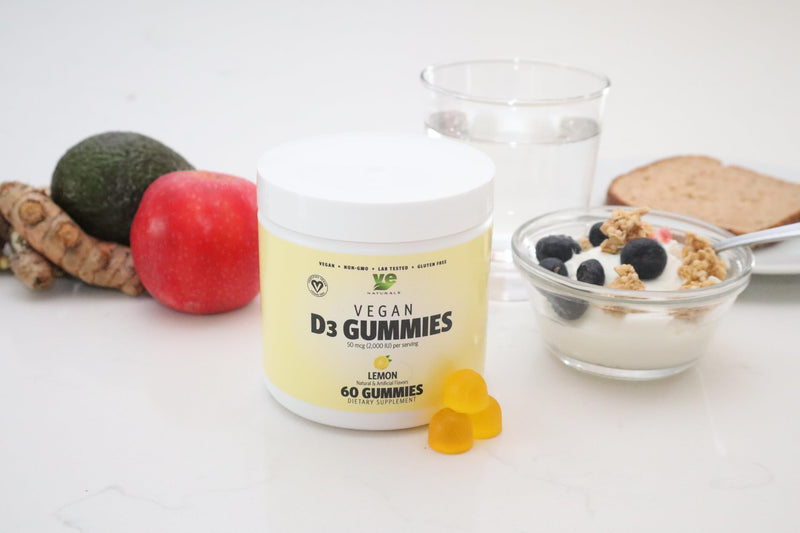 Certified Vegan Vitamin D3 Gummies – 1,000 IU per Gummy | Lemon Flavor | Plant-Based & Limited-Ingredient | Non-GMO, Gluten-Free, Soy-Free | Immune & Bone Health Support for Adults, Seniors & Kids