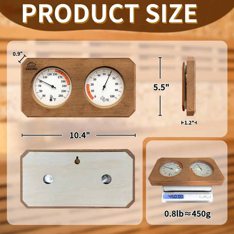 2-in-1 Sauna Thermometer and Hygrometer, Canadian Red Cedar Sauna Thermometer, Sauna Thermometer Fahrenheit Gauge for Sauna Room, Sauna Accessories Brown - BeesActive Australia