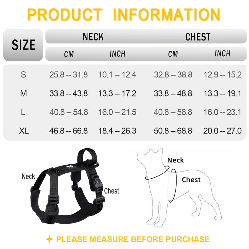 Patas Lague No Pull Dog Harness for Large Dogs, Soft Adjustable Step in No Choke Dog Harness and Leash Set, Reflective Solid Dog Vest Harness with Buckle Lock, Black XL - BeesActive Australia