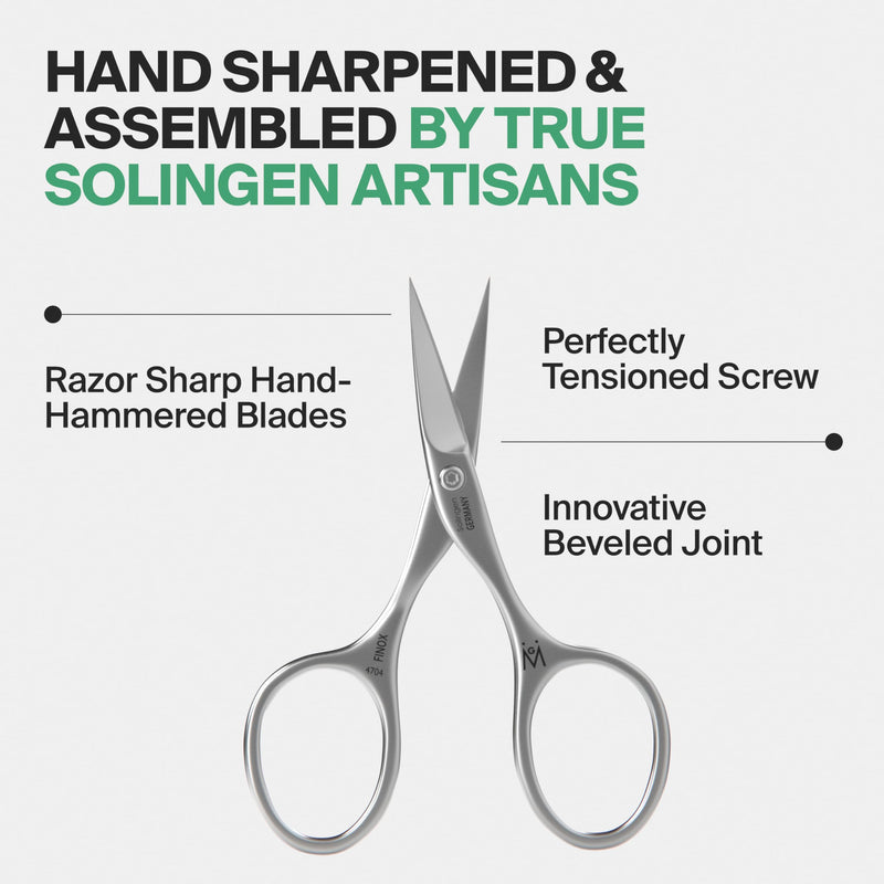 GERMANIKURE Professional Nail Cutter Scissors - FINOX Stainless Steel Nail Scissors - Curved for Nail Tips - Manicure Tools in Leather Case - Ethically Made in Solingen Germany - 4704 Leather Sleeve - BeesActive Australia