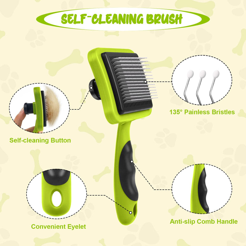 VSSHE Pet Grooming Brush, 4 in 1 Pet Massage Kit Round Head Steel Pet Dog Brush Cat Brush Professional Cat Brush Claw Trimmer for Dogs and Cats with Long or Short Hair