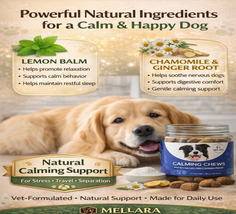 Calming Treats for Dog Anxiety & Stress Natural Calming Chews with Chamomile & Valerian Root, Allergen/Meat Free. Helps Barking, Aggression & Travel/vet's visits, Fast & Non-Drowsy, Peanut Butter 360g