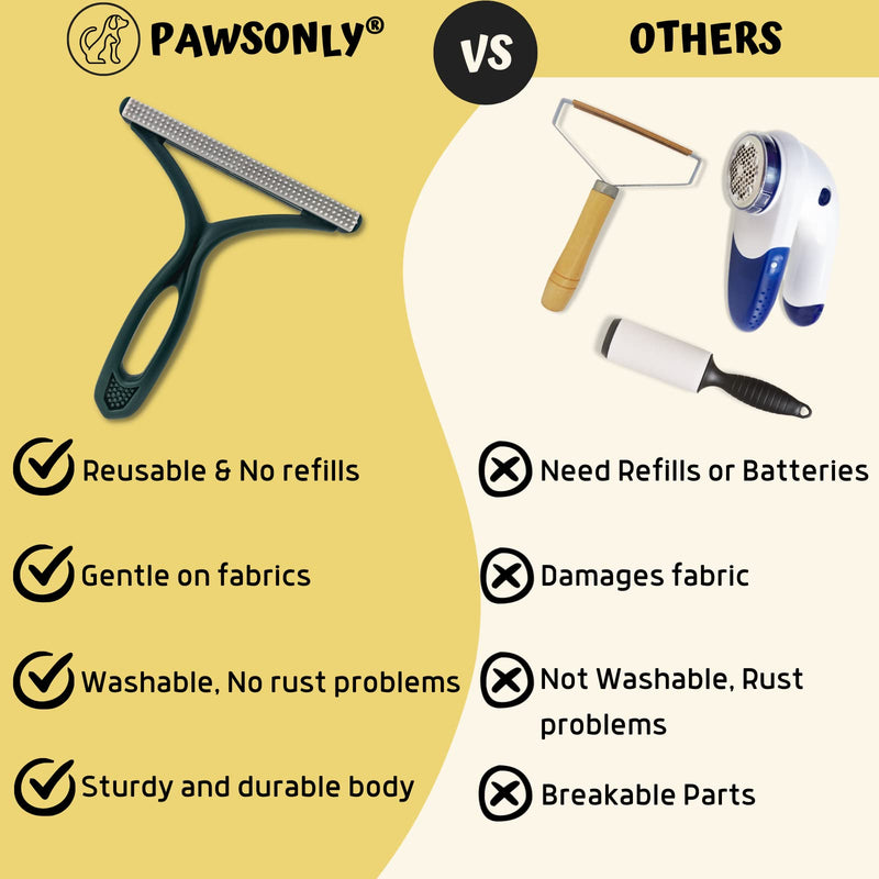 PawsOnly Pet Hair Remover | Cat hair remover | Remove dog hair | Lint Remover for Sofa Car Carpet Scratching Post Clothes | Portable | Lint Brush Animal Hair Pet Hair Remover (Green) Green - BeesActive Australia