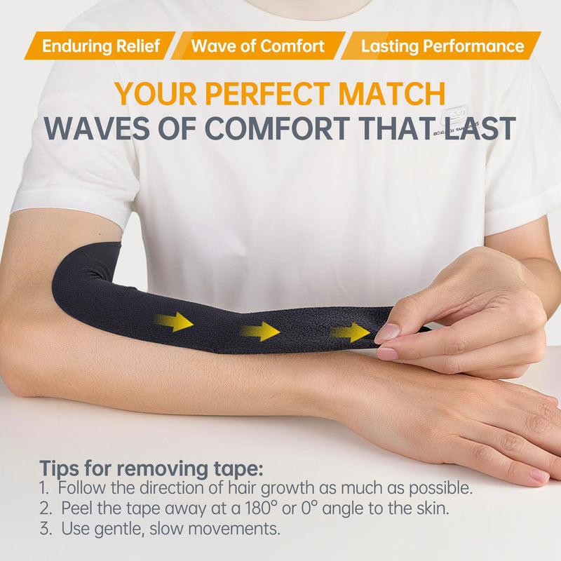Dimora Kinesiology Tape, 80 Count Precut Strips 4 Rolls, Original Cotton, 10” Elastic Athletic Tape for Muscle Pain Relief and Joint Support, Black - BeesActive Australia