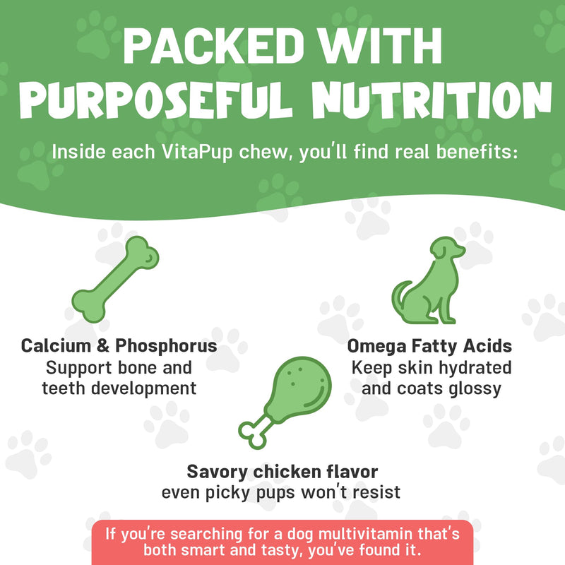 Guardian’s Choice VitaPup Puppy Vitamins Chews, Dog Vitamins for Growth, Digestion, Coat, Brain & Immune Support, Daily Multivitamin for Dogs with Omega 3, Biotin, & Calcium, 90 Tasty Soft Chews