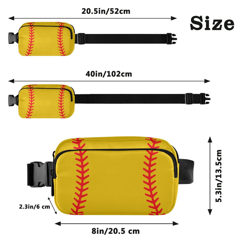 Exnundod Fanny Waist Pack Baseball Yellow Fanny Packs Stitches Crossbody Bag Adjustable & Zipper Sling Bag Belt Bags for Running Hiking Cycling Travel Thanksgiving Christmas Gift