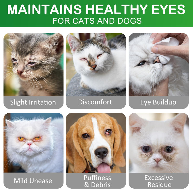 Dog Eye Drops 60ml, Pet Eye Drops for Dog & Cat, Relieve Eyes Itching & Irritation, Natural Eye Care Solution, Remove Tear Stains, Safe for All Animals