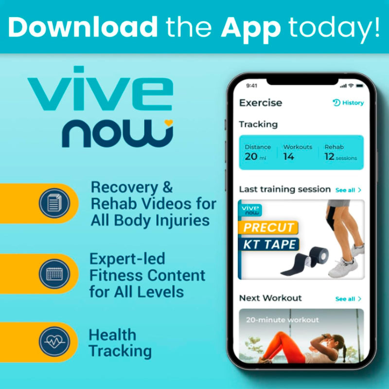 Vive Kinesiology Tape Roll - Tape Precut Strips (2" x 105 Feet/128 Strips) - Kinesio Sports Tape Athletic - Knee, Shoulder, Ankle, Muscle K Tape Adhesive Elastic Wrap - Body Kinetic Tape Waterproof 2" x 105' Black