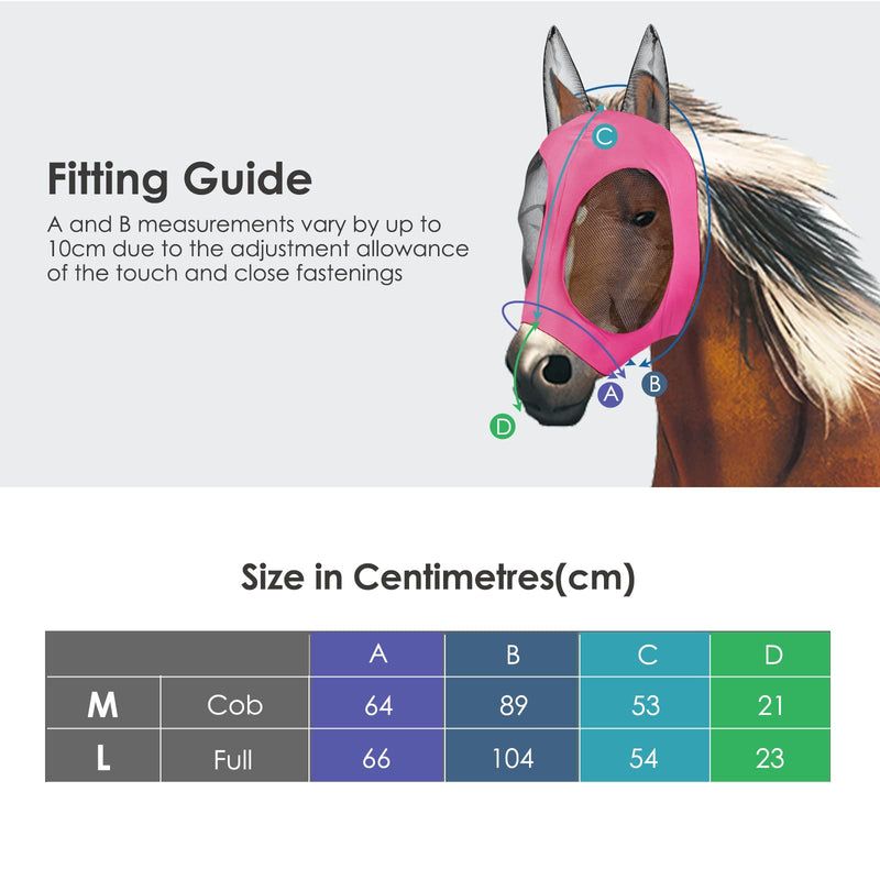 Horse Mask Made in USA, Horse Mask with Ears, Extra Comfort Grip Soft Mesh Horse Mask with Ears ROSE L - BeesActive Australia