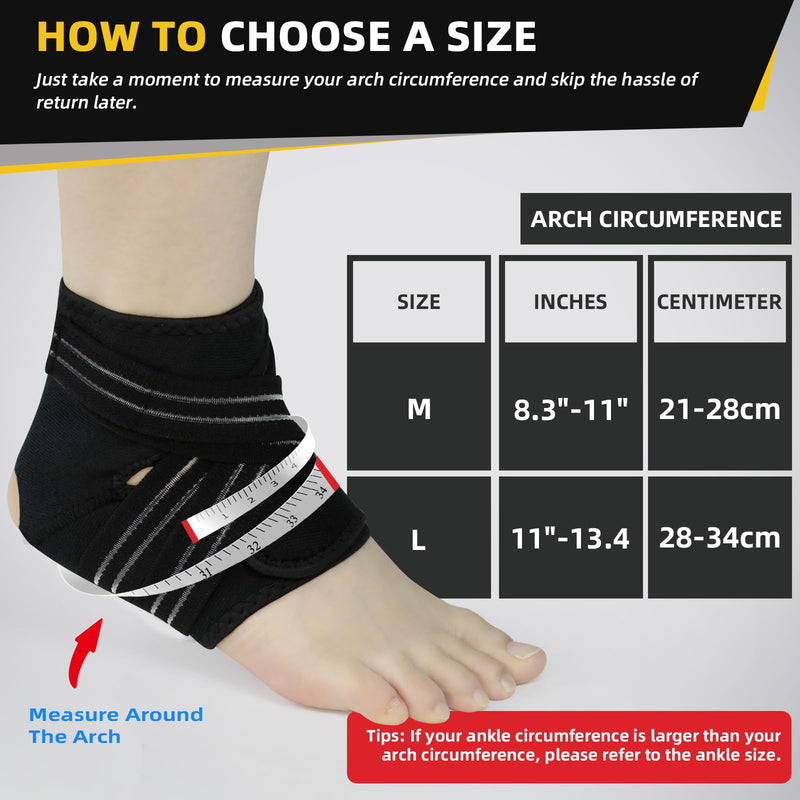 Ankle Support Brace(1 Pack) — Compression Ankle Brace for Women & Men, Adjustable Wrap Ankle Stabilizer Brace for Sprained, Foot Pain, Plantar Fasciitis, Achilles Tendonitis (A-Black,Large) A-Black Large