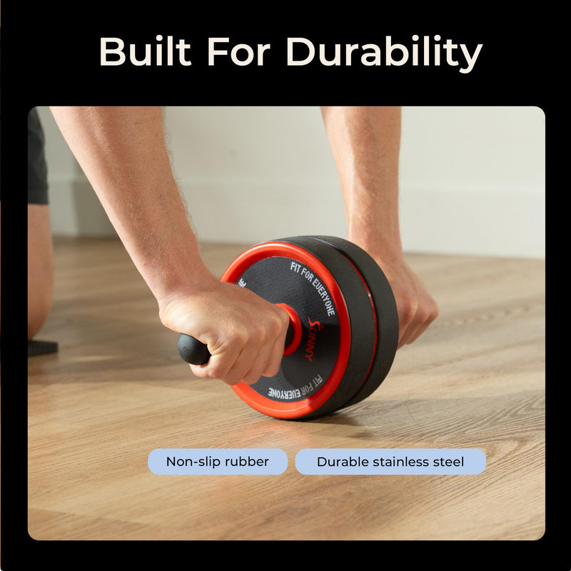 Sunny Health & Fitness Waist Trainer Ab Roller with Elbow Support, Training Wheels, Foldable for Home Gym, Abdominal Exercises, Core Strength, Glute Trainer, Crunch Workouts with Optional Dip Station Premium Ab Roller