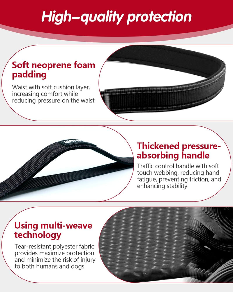 Hands Free Dog Leash, Multifunctional Crossbody Dog Leash, 5.9-9.5Ft Long Dog Leash with Car Seatbelt and Double-Sided Reflective Stitches for Medium and Large Dogs Walking, Jogging(Black) Black - BeesActive Australia