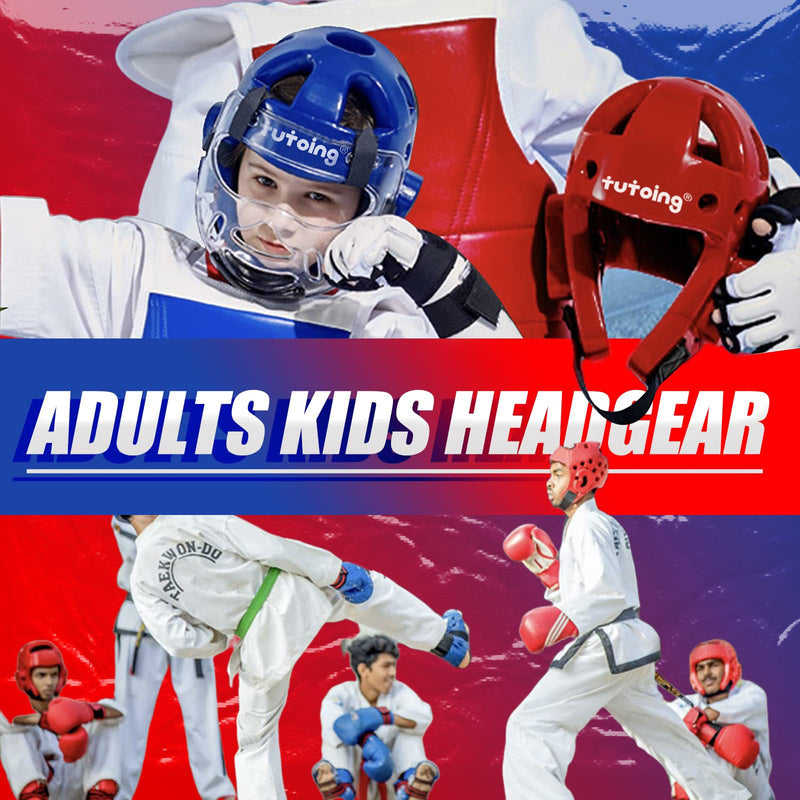 Kids Adults Karate Headgear with Face Shield, MMA Martial Arts Headgear Boxing Soft Helmet Taekwondo Sparring Head Gear blue X-Large