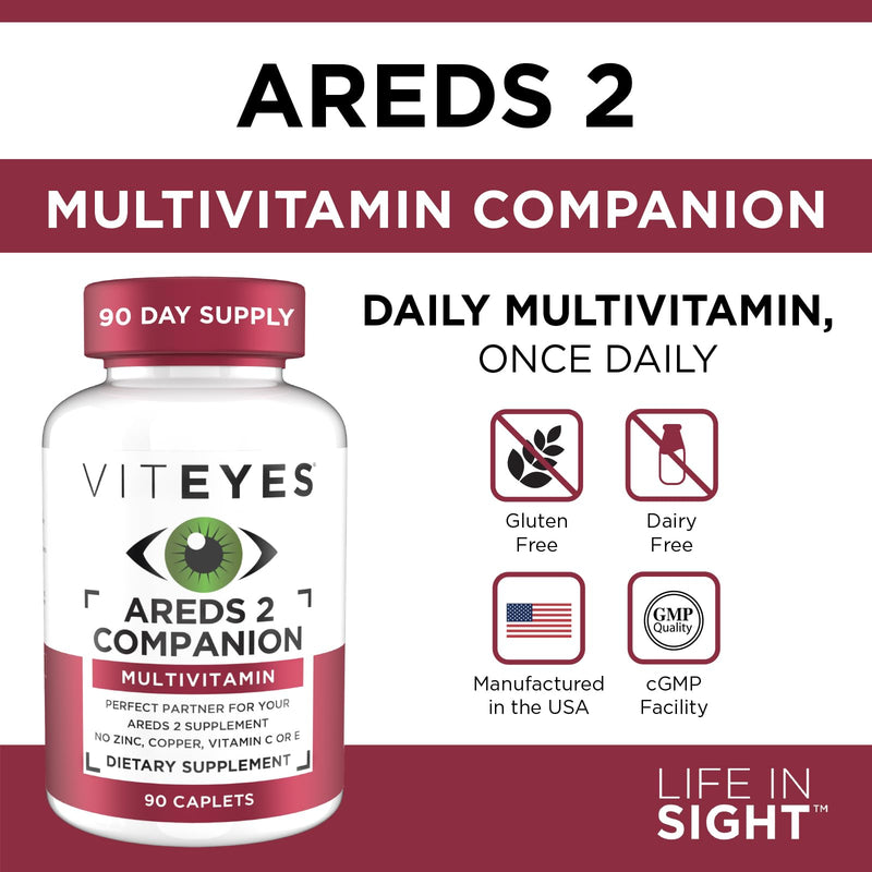 Viteyes Classic AREDS 2 Companion Multivitamin Supplement, Comprehensive Multivitamin Formula for AREDS 2 Users, 90 Capsules 90 Count (Pack of 1) With Beta-Carotene