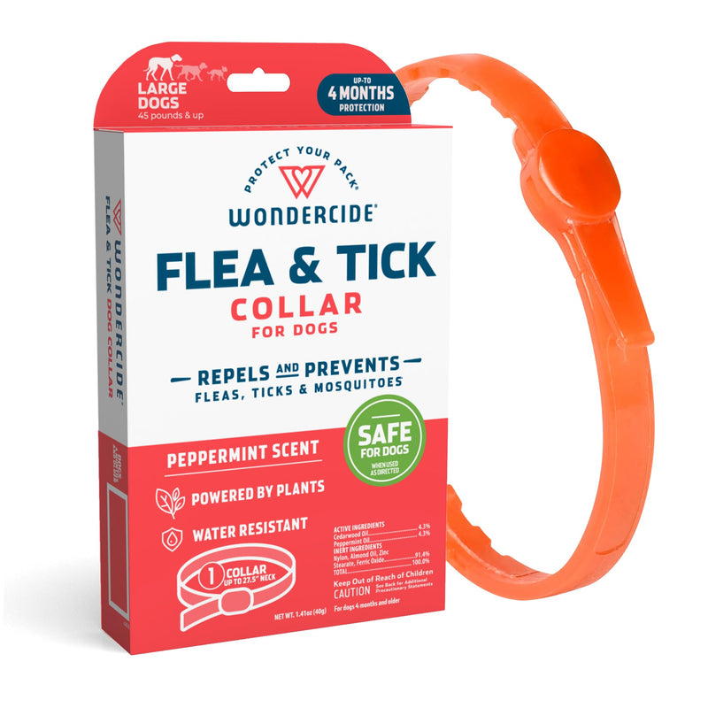 Wondercide Dog Collar - Flea, Tick, and Mosquito Repellent for Dogs - with Natural Essential Oils - Up to 4 Months Protection - Large 1 Collar