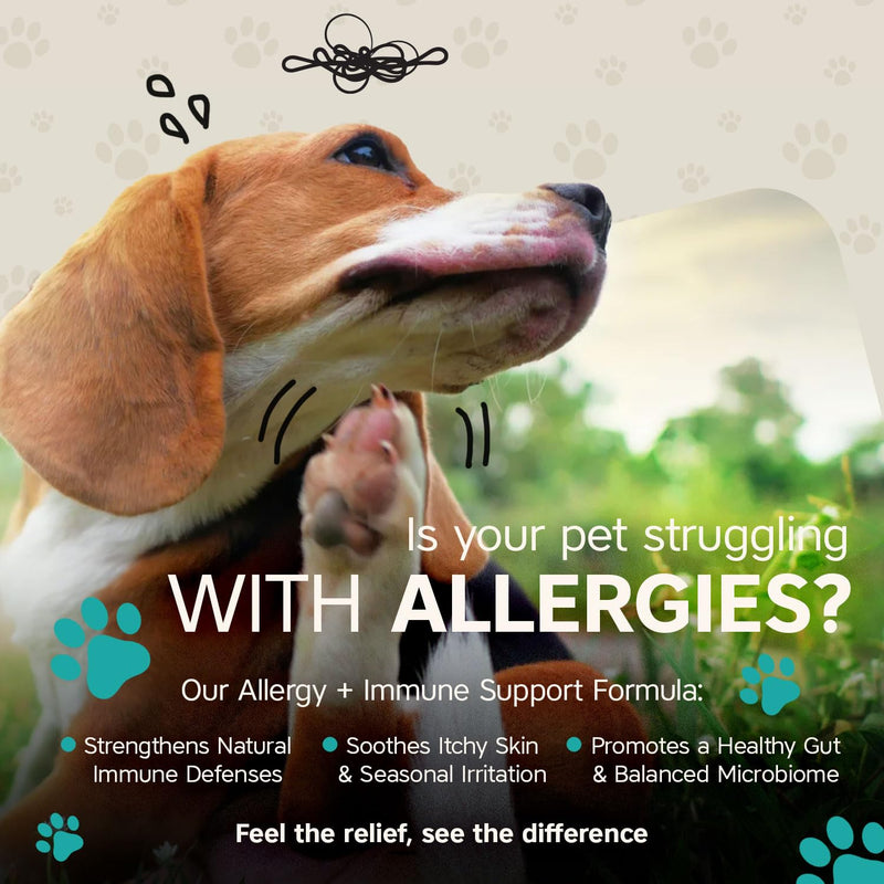 Seasonal Allergy + Immune Support Dog Chews, 90 Count Oyster, for Itchy Skin and Ears, Pet Vitamins and Supplements, Dog Allergy Relief with Probiotics