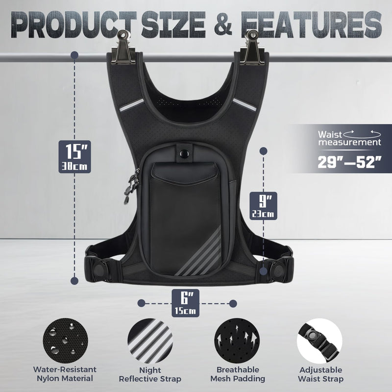 Running Hydration Vest Backpack Chest Bag with 800 ML Water Bladder, Minimalist Lightweight Running Vest for Women Men with Phone Holder, Extra Storage for Hiking Cycling Marathon Full_Black One Size
