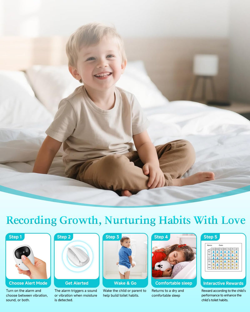 Wireless Bedwetting Alarm for Boys and Girls, Bed Wetting Alarm with USB Rechargeable Sensor, High-Sensitivity Sensor for Bedwetting with 3 Alert Modes‚Äì White