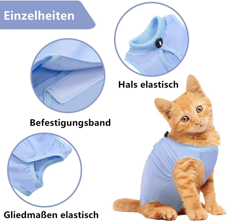 Voarge Recovery Suit Cat, Cat Bodysuit After Surgery Anti-licking, Prevent Licking After Surgery Wear Weaning and Keep Warm Recovery Cloth Suit for Cats Dogs (L, Blue) L - BeesActive Australia