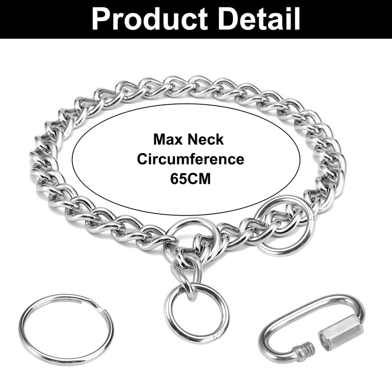 Chain collar dog, 65 cm dog collar chain, adjustable dog chain with secure buckle, dog chain for dog training, stainless steel dog necklace, dog collar made of metal, for dog walking - BeesActive Australia