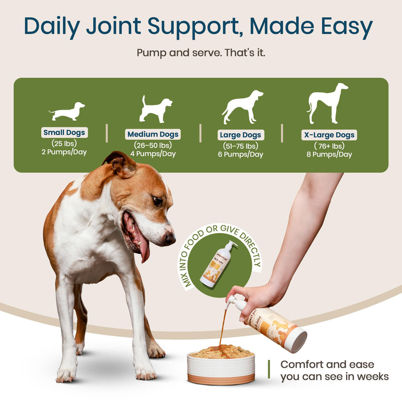 Hip and Joint Supplement for Dogs - Glucosamine with Plant-Based Chondroitin, MSM & Pumpkin - Advanced Joint Relief Dog Supplements for Large & Small Breeds - USA Made 16OZ