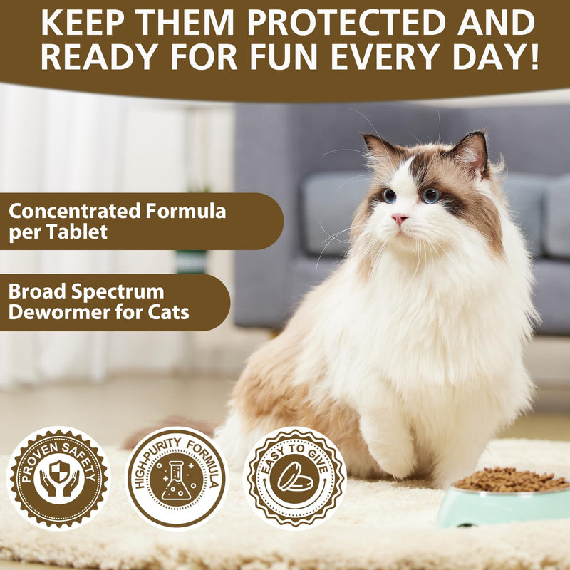 Broad-Spectrum Dewormer for Cats & Kittens, for Tapeworms, Hookworms & Roundworms, 50 Tablets