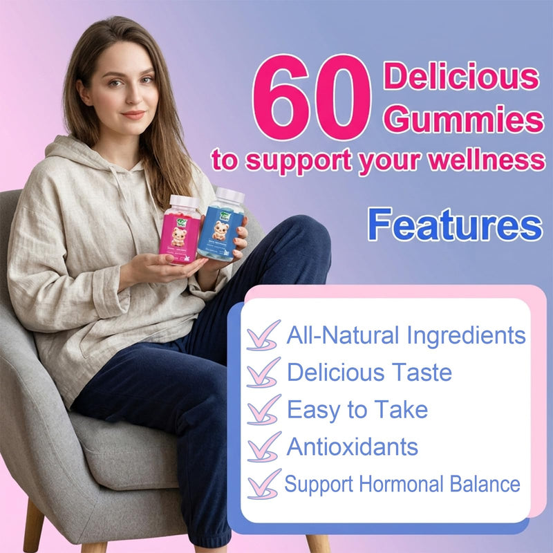 Breast & Butt Curve Gummies Combo Pack for Women, Vitamin A/C/E/B6, Maca Root & Fenugreek Extract, Berry Flavor,120 Count